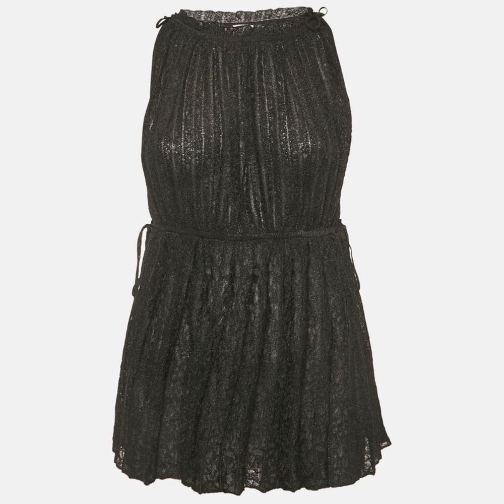 M Missoni Black Lurex Knit Sleeveless Tunic Top M